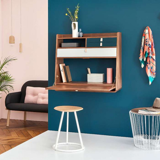 Wall Secretary Desk Gaston Walnut 60 - Slate Grey Wall Secretary Desk Gaston Walnut 60 - Slate Grey